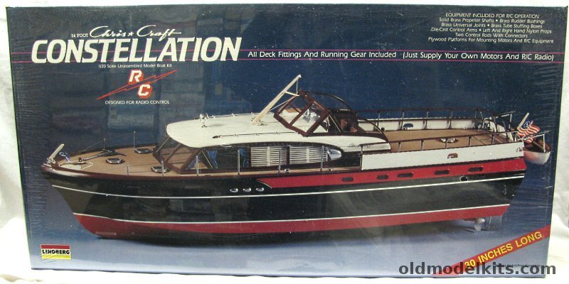 Lindberg 1/20 Chris Craft Constellation for R/C Or Display, 814 plastic model kit